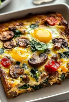 Breakfast Sausage Spinach Mushroom Egg Bake
