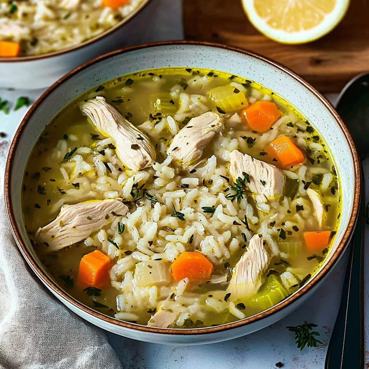Lemon Herb Chicken and Rice Soup