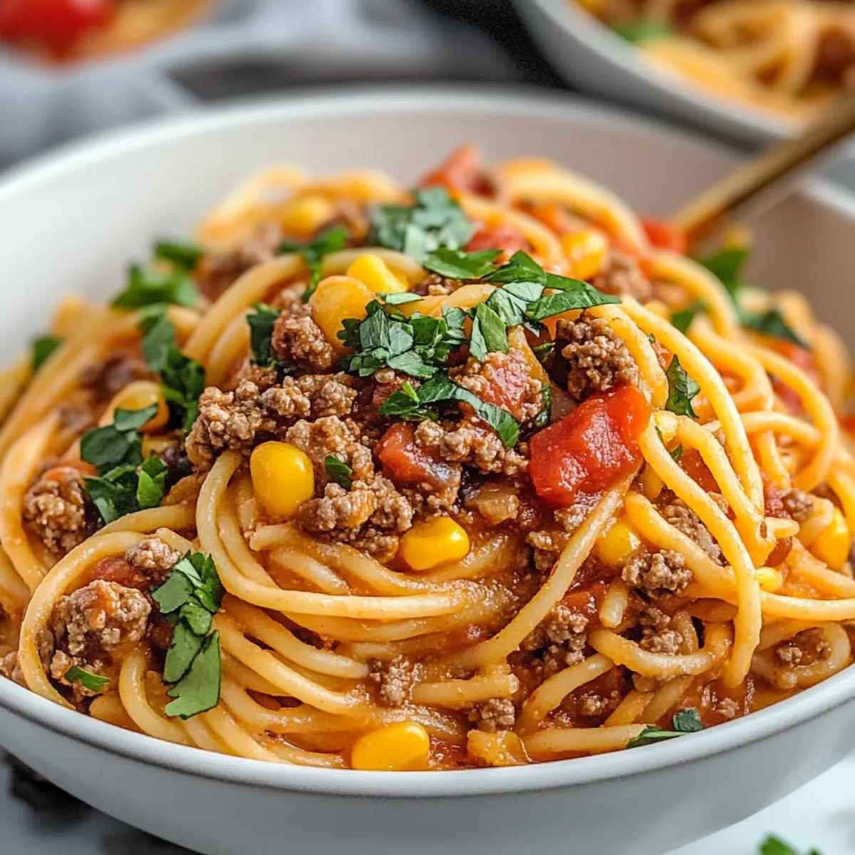Crockpot Taco Spaghetti