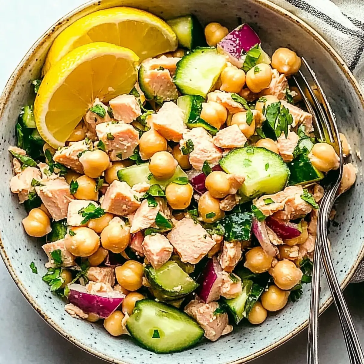 Lemon Tahini Chickpea Tuna Salad