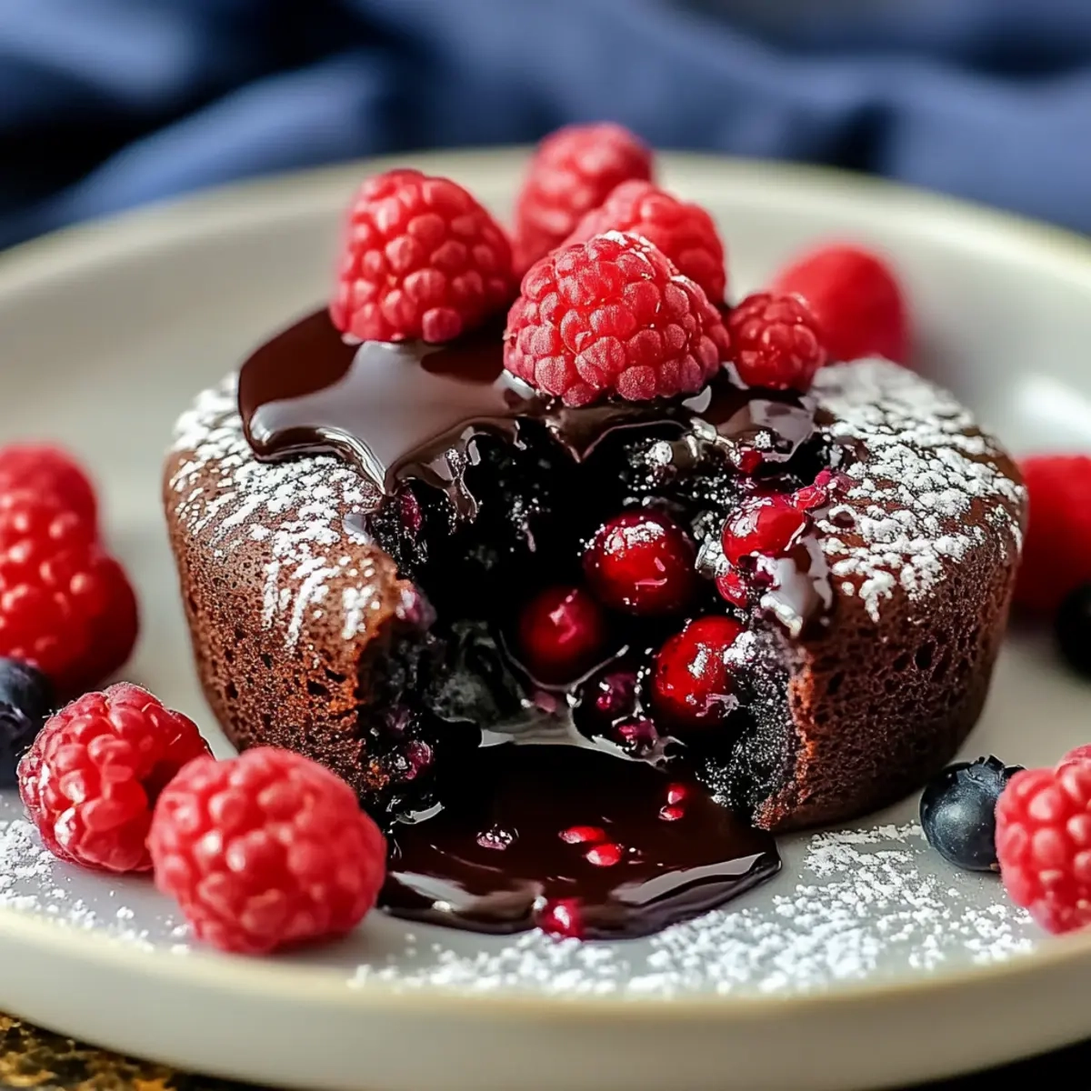 Triple Berry Chocolate Molten Cakes
