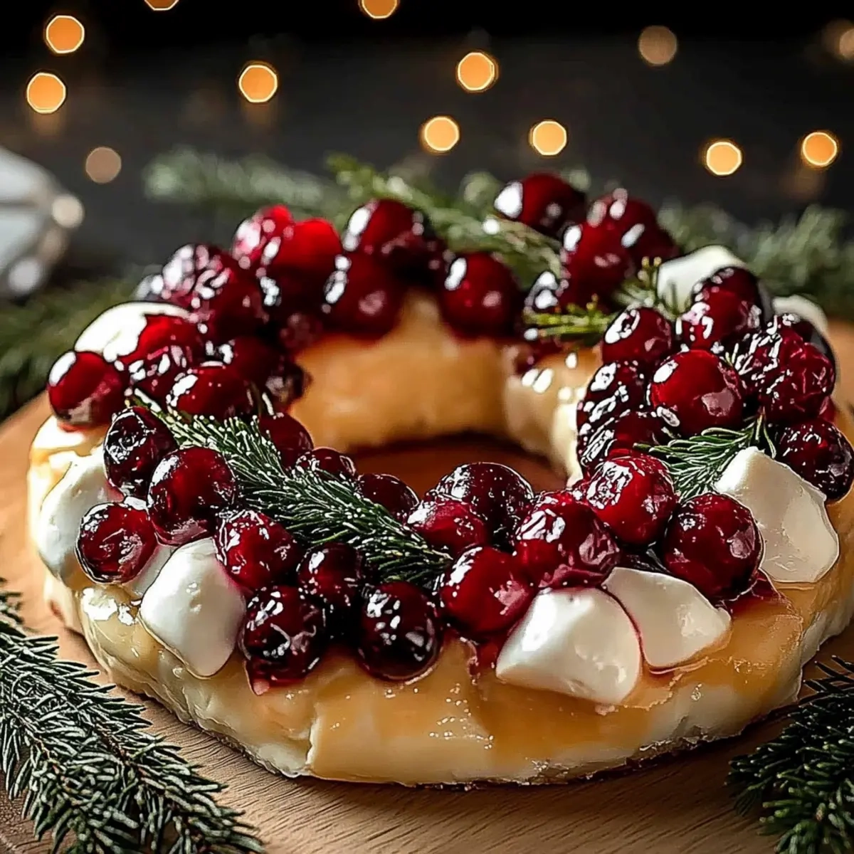 Brie Cheese Cranberry Christmas Wreath