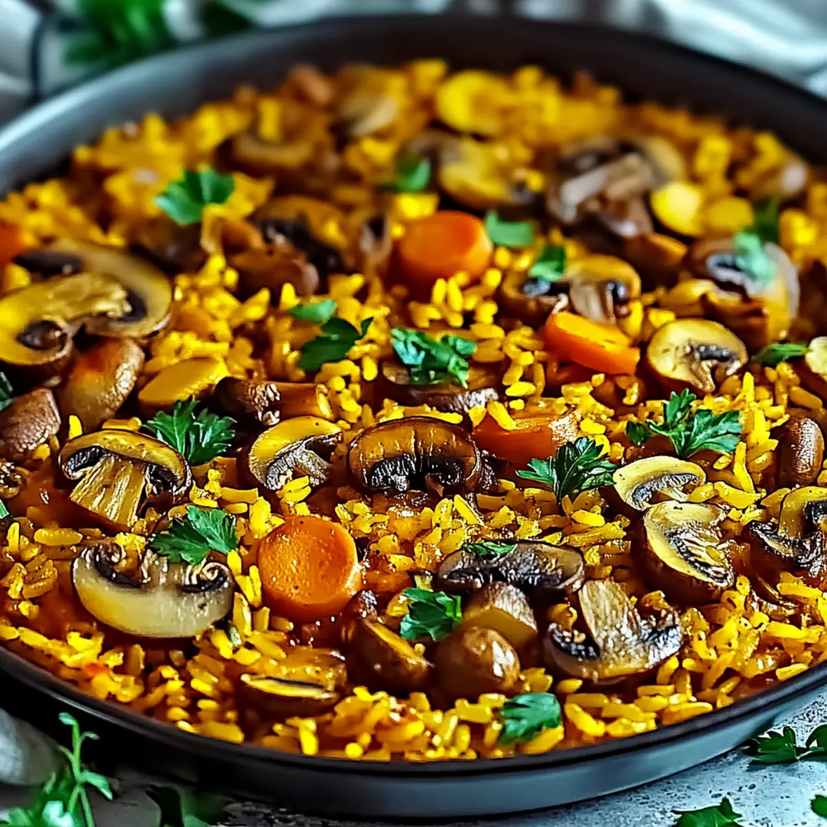 Vegan Paella with Mixed Mushrooms