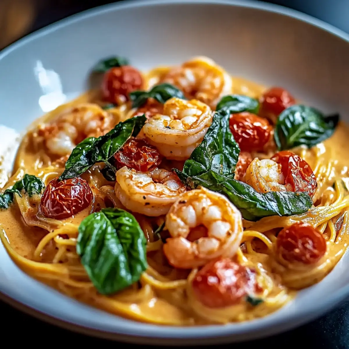 Shrimp and Creamy Tomato Basil Pasta