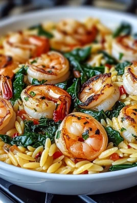 Shrimp and Spinach Orzo Skillet