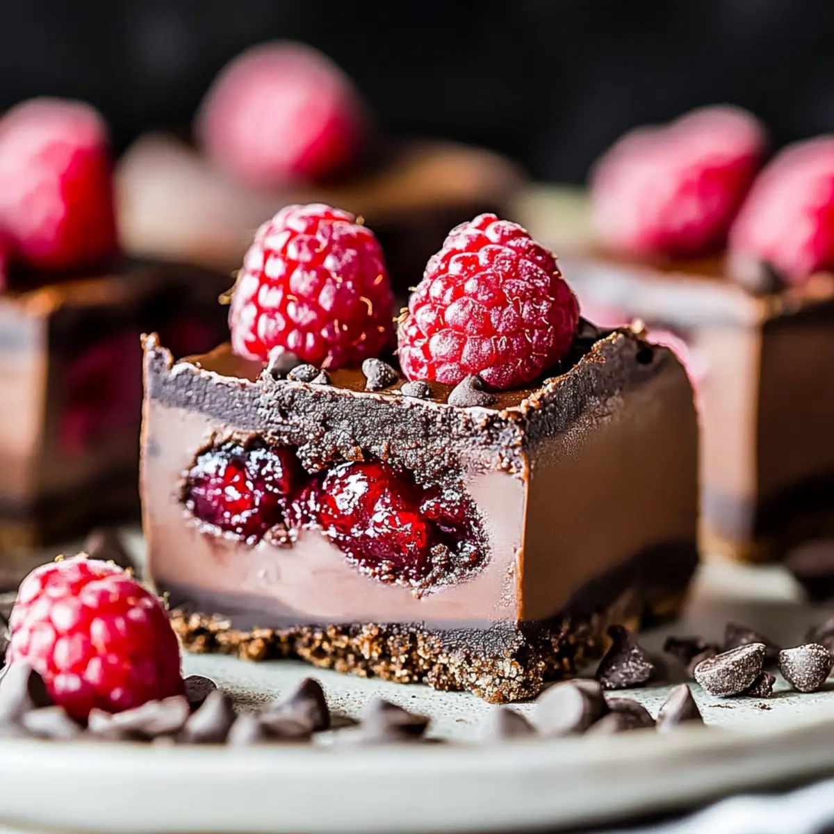Raspberry Mocha No Bake Brownies