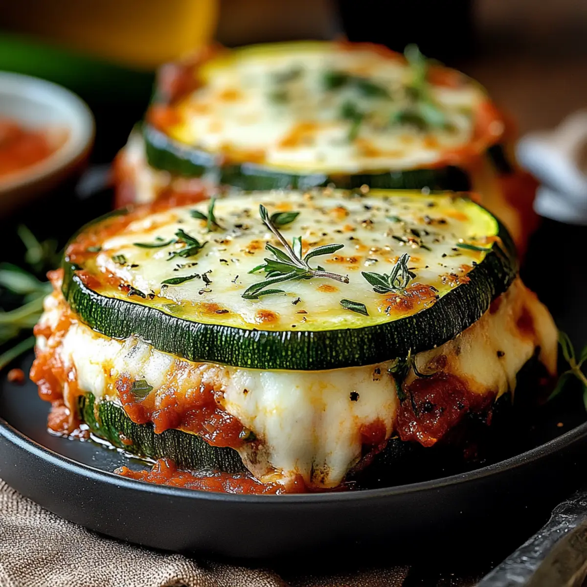 Layered Zucchini Ricotta Melts with Marinara