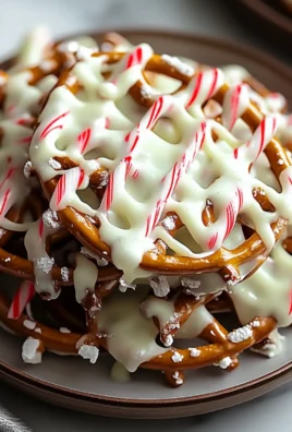 White Chocolate Peppermint Pretzels