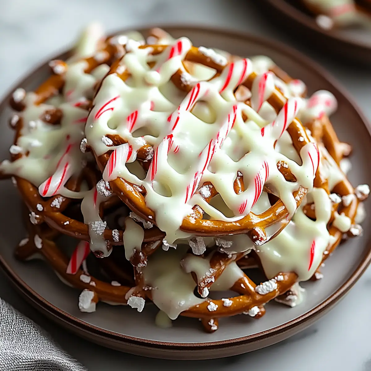White Chocolate Peppermint Pretzels