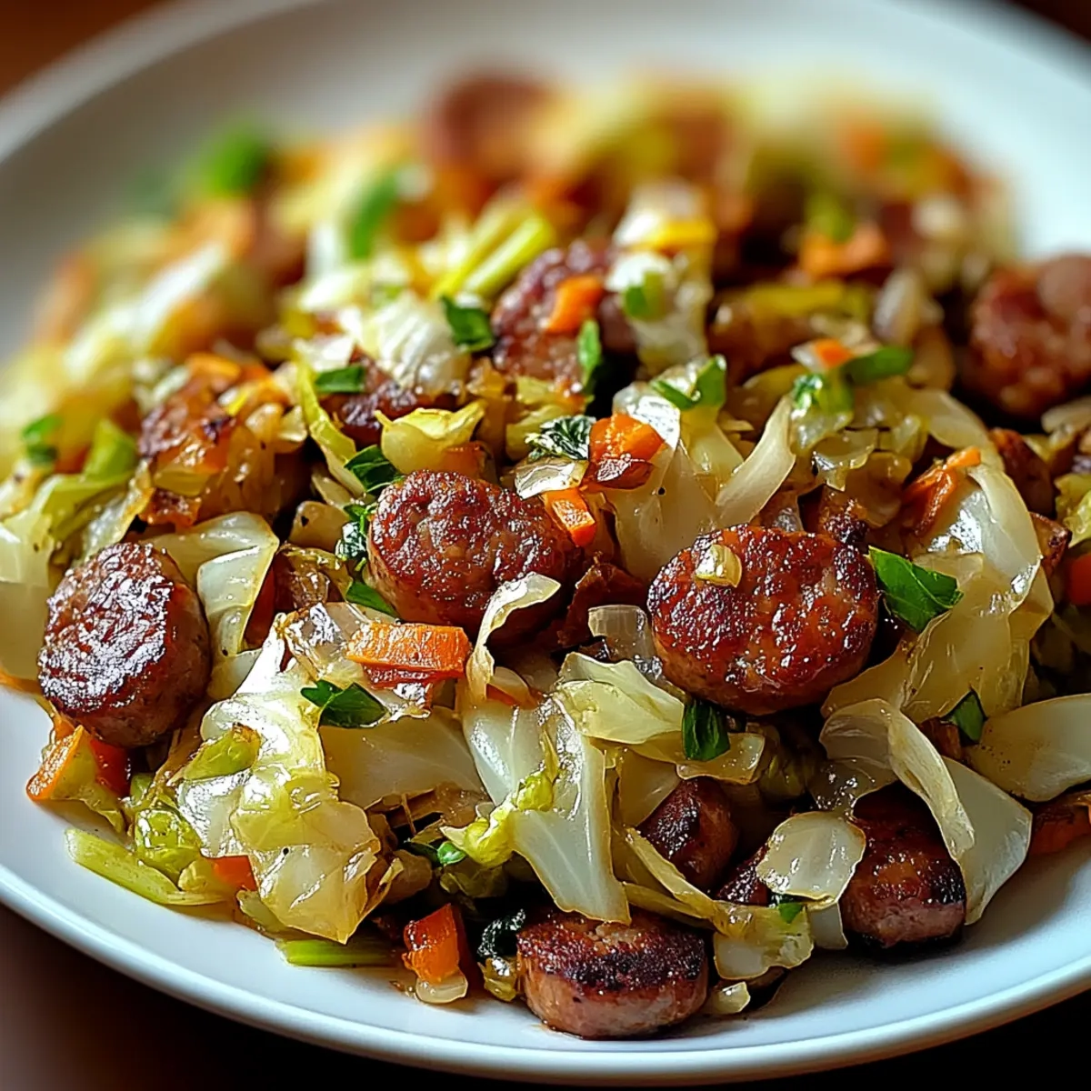 Beef Sausage and Cabbage Stir Fry