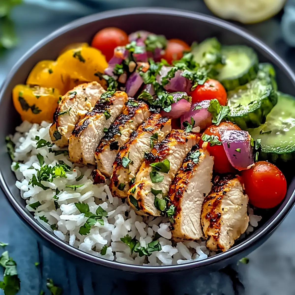 Mediterranean Chicken Bowl with Rice