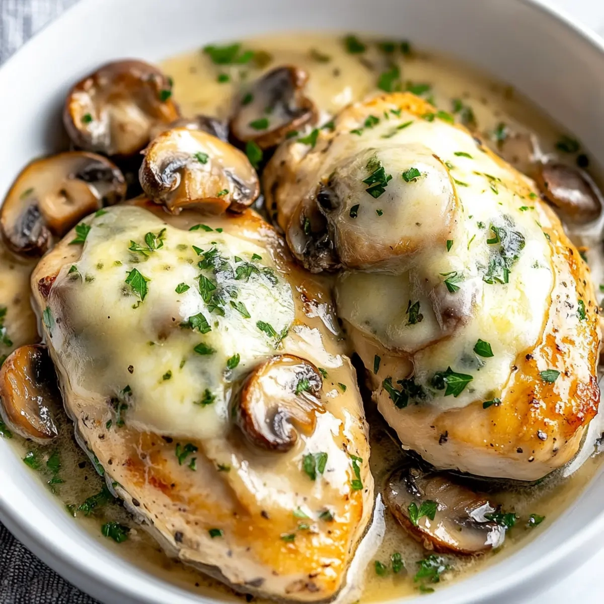 Mozzarella Mushroom White Wine Chicken