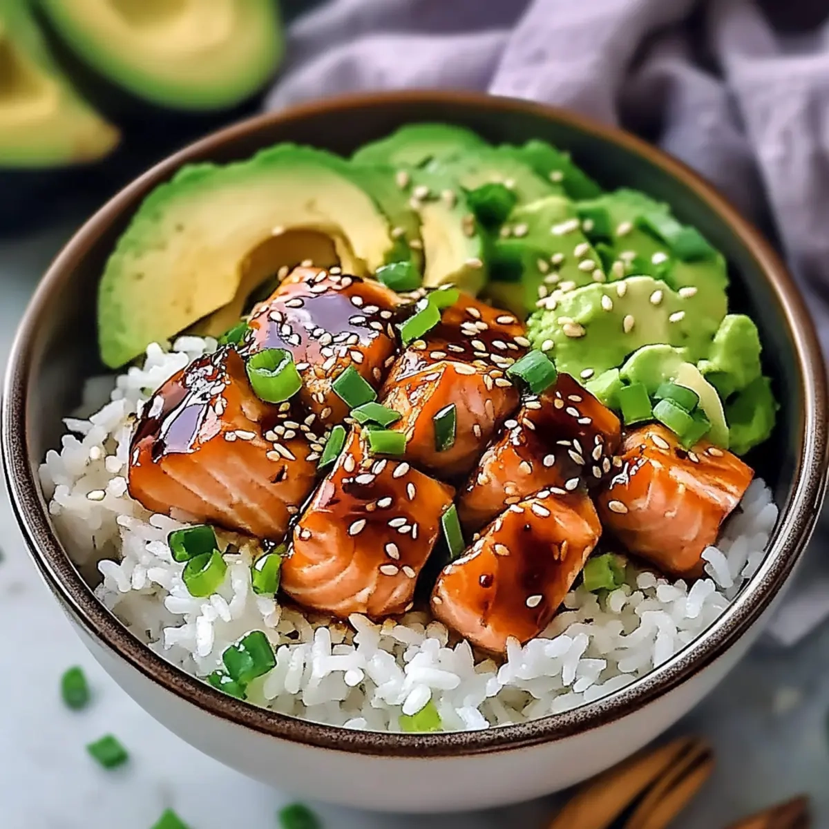 Honey Garlic Salmon Rice Bowl