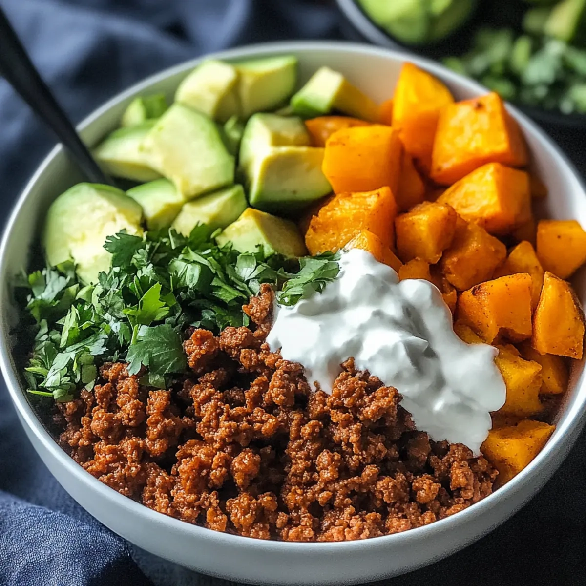 Cottage Cheese Sweet Potato Ground Beef Bowls